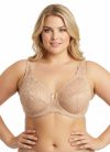 Testszínű szivacs nélküli rugalmas csipkés plus size  melltartó