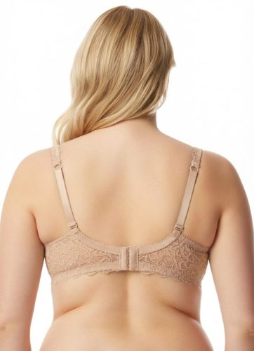 Testszínű szivacs nélküli rugalmas csipkés plus size  melltartó