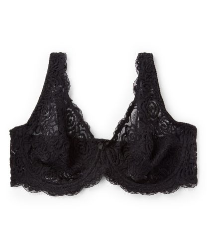 Puha csipkés fekete szivacs nélküli plus size melltartó