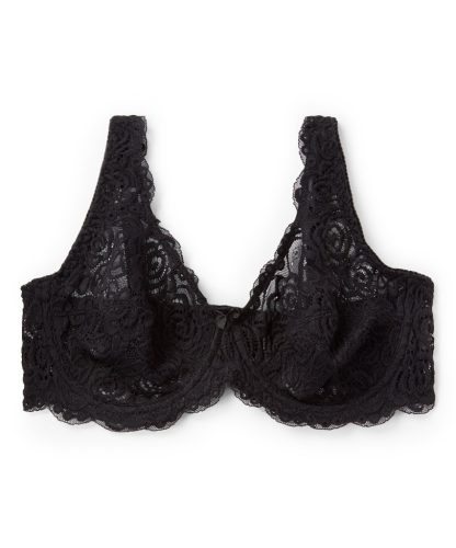 Puha csipkés fekete szivacs nélküli plus size melltartó