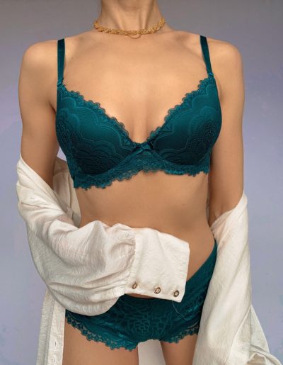 MRL zöld csipkés plus size melltartó