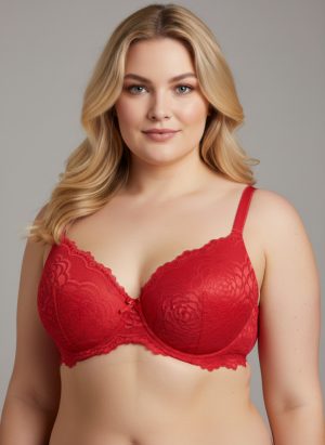 MRL piros csipkés plus size melltartó