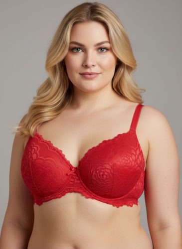 MRL piros csipkés plus size melltartó