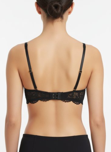 Revolu-sheen fekete pánt nélküli csipkés melltartó