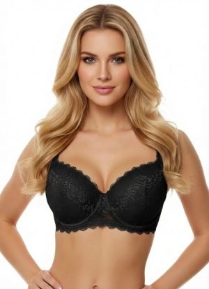 PRT fekete csipkés plus size melltartó