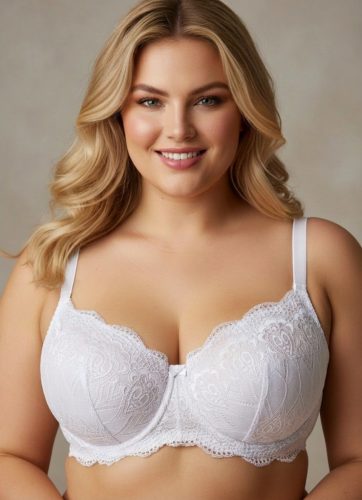 Embrace Fehér csipkés plus size melltartó