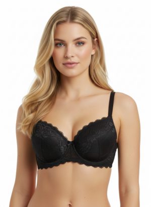 In spot fekete csipkés plus size melltartó