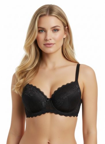 In spot fekete csipkés plus size melltartó