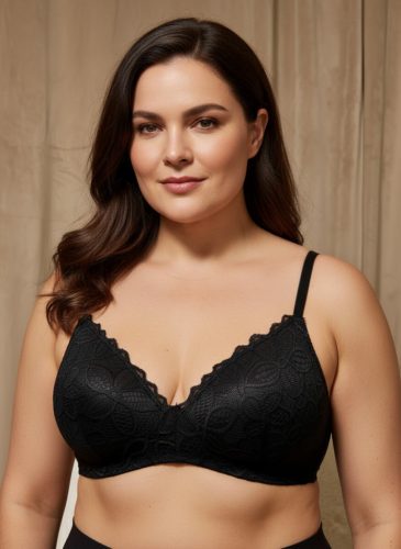 Lacy fekete csipkés plus size merevítő nélküli melltartó