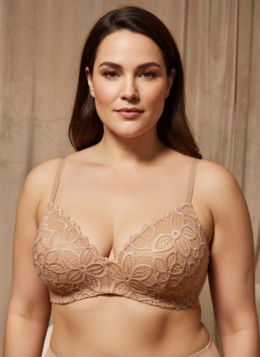 Lacy testszínű csipkés plus size merevítő nélküli melltartó