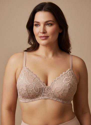 Lacy púder csipkés plus size merevítő nélküli melltartó