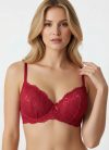 BH piros exkluzív csipkés push up melltartó