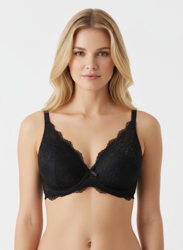 Tmr fekete csipkés slight push up melltartó