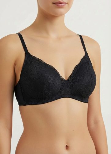 Beauty fekete merevítő nélküli csipkés melltartó