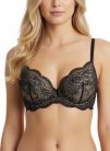 Romance fekete csipkés push up melltartó