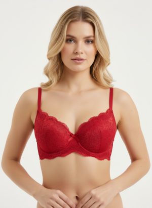 Romance piros csipkés push up melltartó