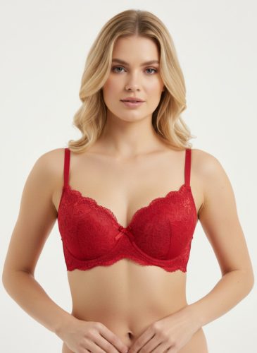Romance piros csipkés push up melltartó