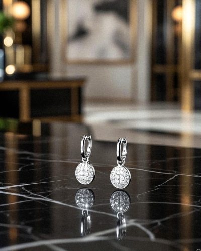 Apró ezüst köves nemesacél fülbevaló