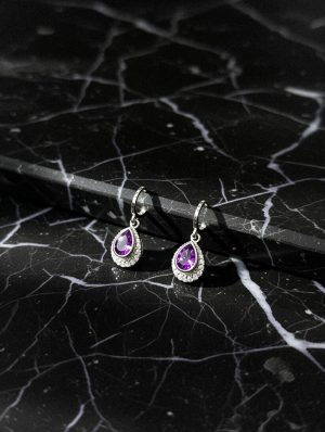 Lila és ezüst köves fülbevaló