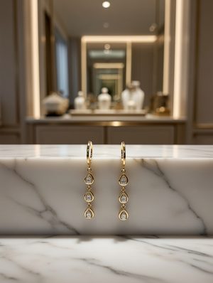 Arany színű 3 köves lógós fülbevaló