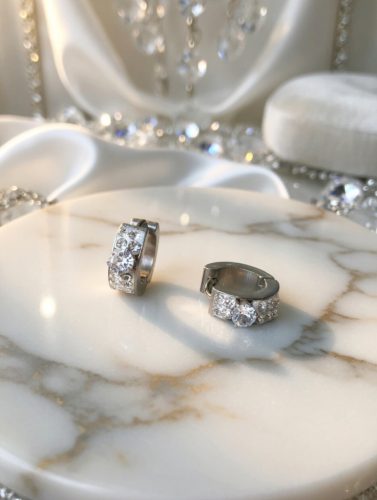 Ezüst színü nemesacél fülbevaló