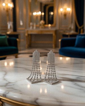 Ezüst strasszos fülbevaló