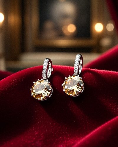 Ezüst színű arany köves fülbevaló