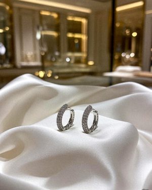 Ezüst köves nemesacél ovális karika fülbevaló