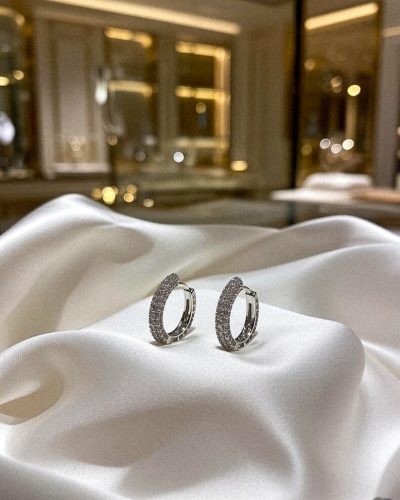 Ezüst köves nemesacél ovális karika fülbevaló