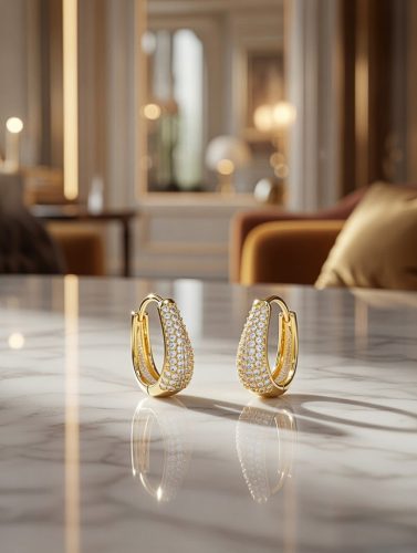 Arany színű köves ovális fülbevaló