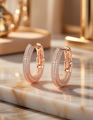 Rose gold ovális nemesacél fülbevaló