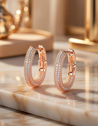 Rose gold ovális nemesacél fülbevaló