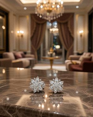 Virág formájú sokköves nemesacél fülbevaló