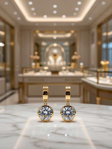 Arany színű lógós nagy köves fülbevaló