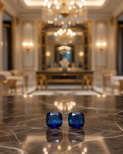 Kék kocka alakú köves fülbevaló