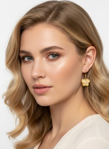 Ezüst köves virág fülbevaló