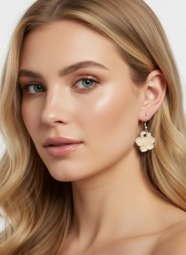 Virágos ezüstös fülbevaló.