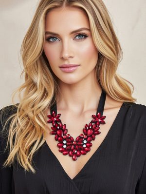 Piros köves nyaklánc