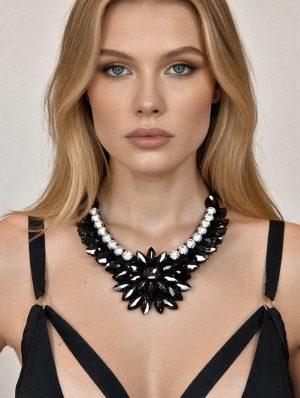 Grafit szürke és ezüst köves nyaklánc