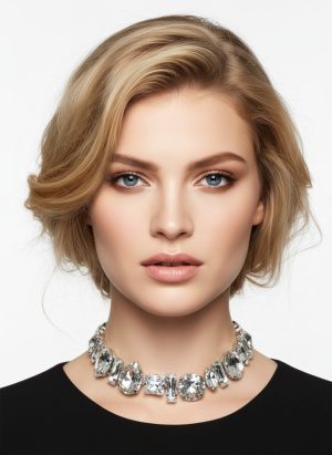 Ezüst strasszos choker nyaklánc