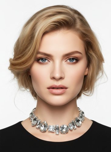 Ezüst strasszos choker nyaklánc