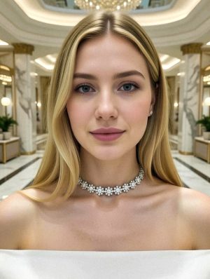   Virág formájú ezüst kövekkel díszített nyaklánc és fülbevaló szett