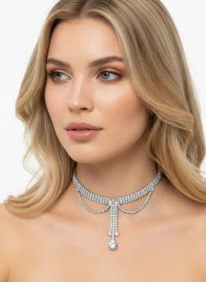 Ezüst színű strasszköves nyaklánc