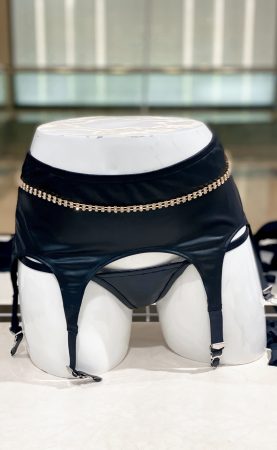 Ezüst strasszos 2 soros deréklánc