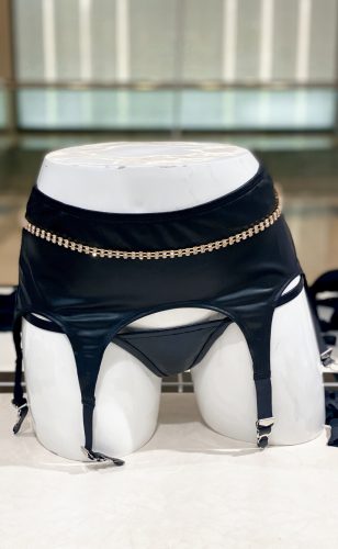 Ezüst strasszos 2 soros deréklánc