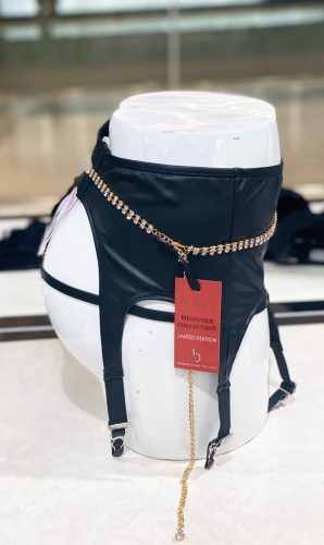 Ezüst strasszos 2 soros deréklánc