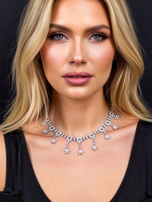 Ezüst kis virágos choker nyaklánc