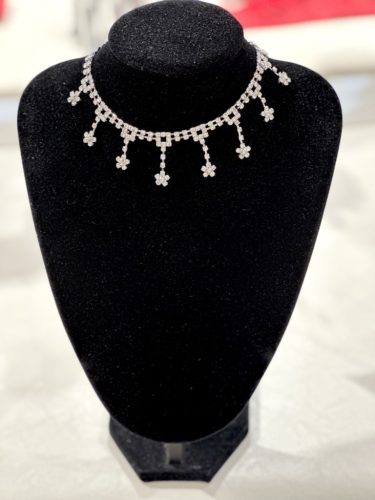 Ezüst kis virágos choker nyaklánc