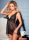 Csipkével kombinált mesh babydoll tangával