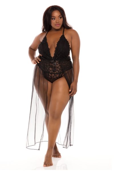 Fekete tüll hosszú plus size szoknya szatén kötővel